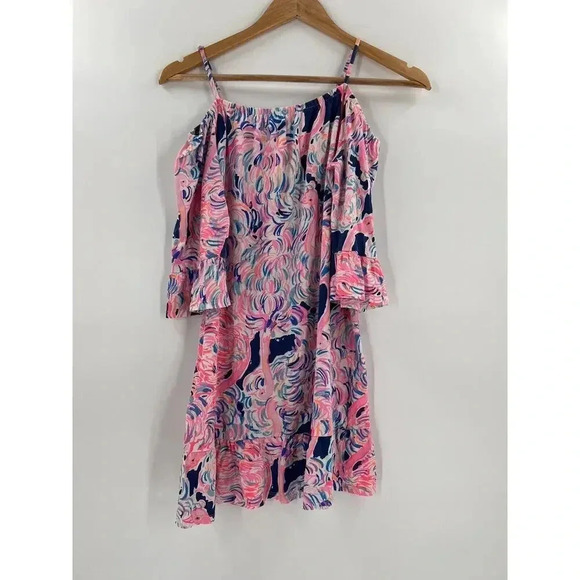 Lilly Pulitzer Girls Jaci Off The Shoulder Dress, Size XL(12-14) Excellent UC - Picture 2 of 12